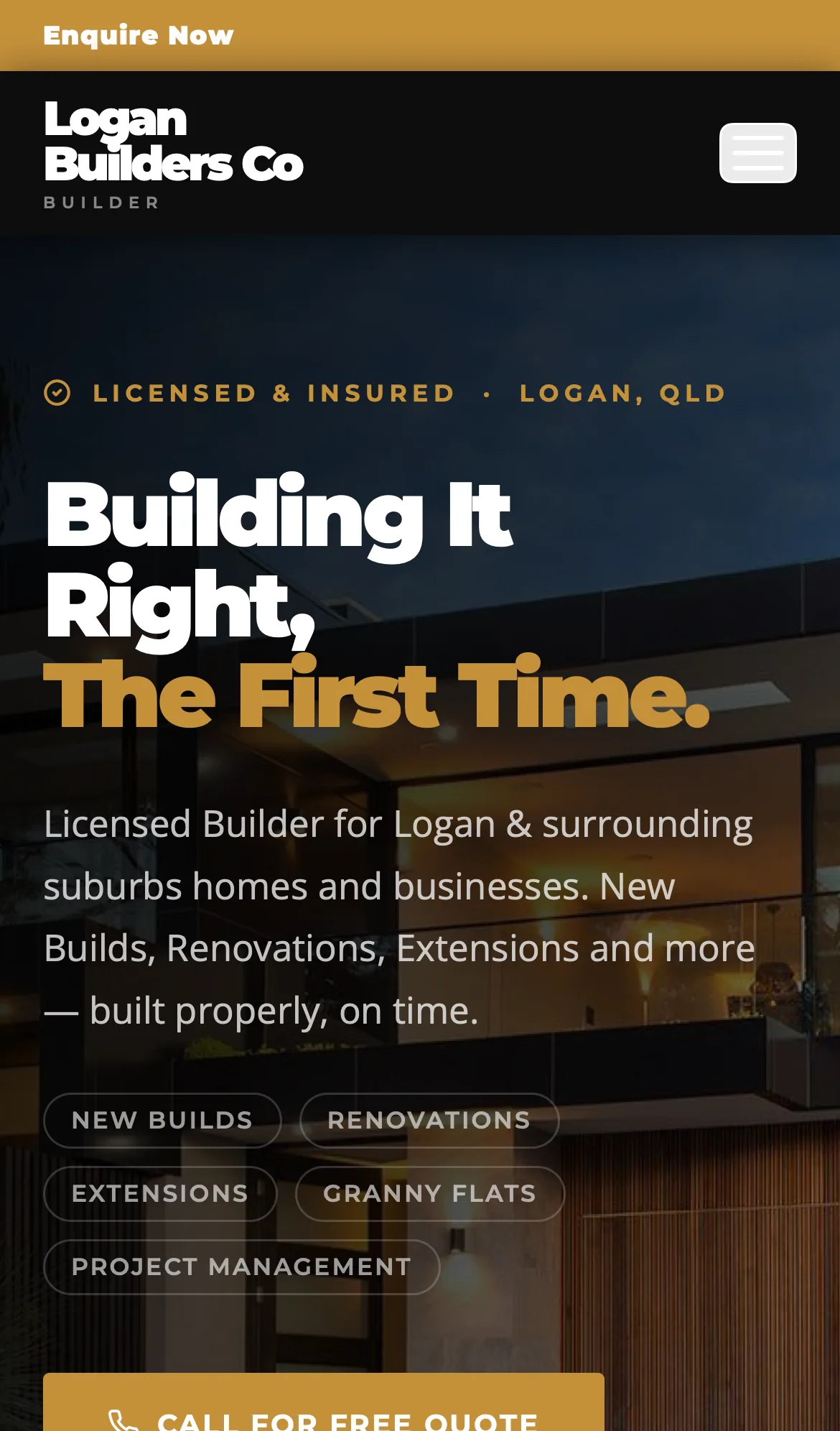 Concept builder website, viewed on a phone